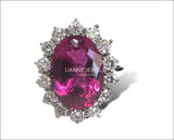 Unique 14K Rubellite Tourmaline Diamond Ring, Oval Pink Tourmaline Ring, Unique Engagement Ring, Certified Gemstone - Lianne Jewelry