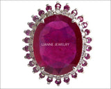 Ruby Anniversary Vintage Ring 13ct with Double Frame Stones for 13th anniversary July Birthstone - Lianne Jewelry