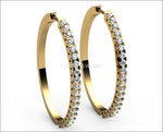 Big Thin Hoops 40 diamonds Hoop Earrings  2.2/3 carat 18K White gold 18K Yellow gold 18K Rose gold marriage forever - Lianne Jewelry