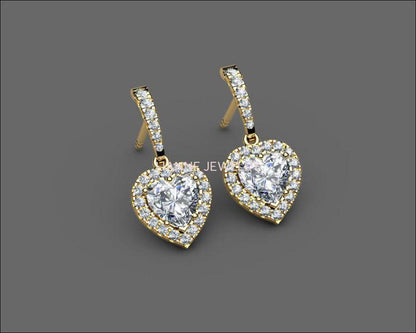 1.3/4 carat Heart Studs bridesmaid Earrings Frame Pave Love Earrings 18K Yellow gold Wedding Earrings forever - Lianne Jewelry