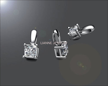 Half carat Princess Cut Moissanite Pendant Solitaire Pendant Women Diamond Pendant Square Pendant - Lianne Jewelry