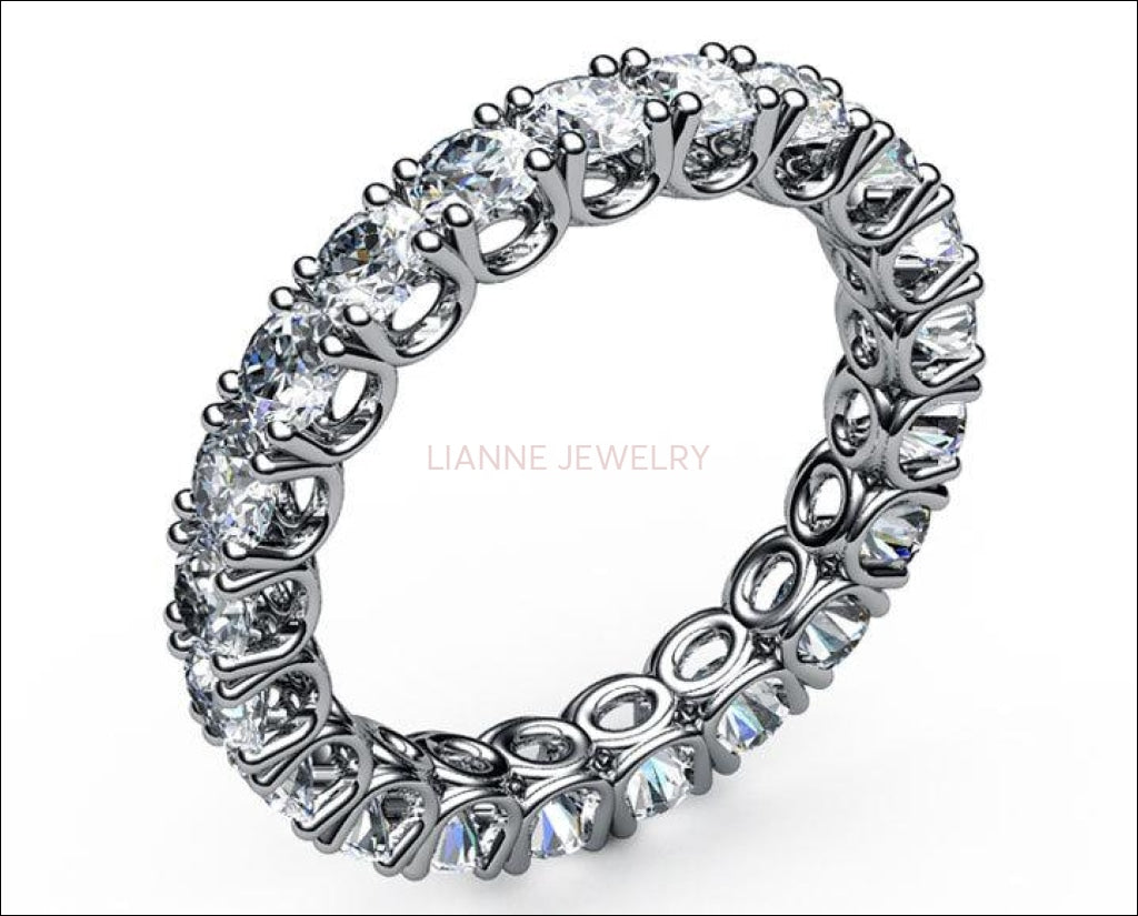 Anniversary Ring Eternity Ring Stacking Ring White Sapphire Ring  2 ct 18K Rose White or Yellow gold marriage forever Gift - Lianne Jewelry