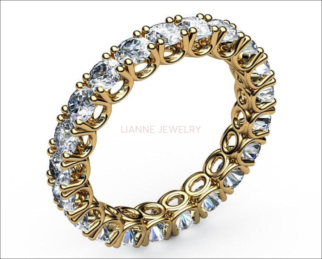 Anniversary Ring Eternity Ring Stacking Ring White Sapphire Ring  2 ct 18K Rose White or Yellow gold marriage forever Gift - Lianne Jewelry