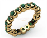 Emerald Eternity Ring 20 stones 18K gold Jewelry marriage anniversary ring wedding party May Birthstone - Lianne Jewelry