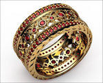 Milgrain Red Wedding Band Ring Eternity Ring Ruby Ring Anniversary Ring Wide Ring 122 stones  18K Yellow gold Anniversary Gift - Lianne Jewelry