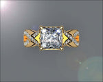 Princess Cut Diamond Engagement Ring, Natural Diamond Engagement Ring, Brutalist Ring, Unique Diamond Engagement Ring, Unique Diamond Rings - Lianne Jewelry