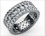 Wide Band Ring Anniversary Gift Diamond ring Eternity ring 18K White Gold Big Ring 3 Row Ring Diamond Natural Diamonds April Birthstone - Lianne Jewelry