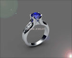 Sapphire Tension Ring Gold ring Sapphire Engagement Ring 18K White Gold Tension Ring - Lianne Jewelry